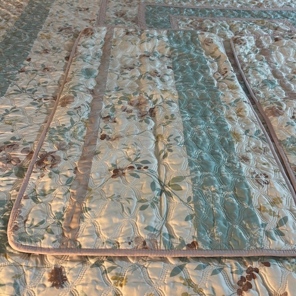 Floral Quilted Bedspread Set 3pc Sage Green Rose Cottagecore Farmhouse Queen - Picture 7 of 10